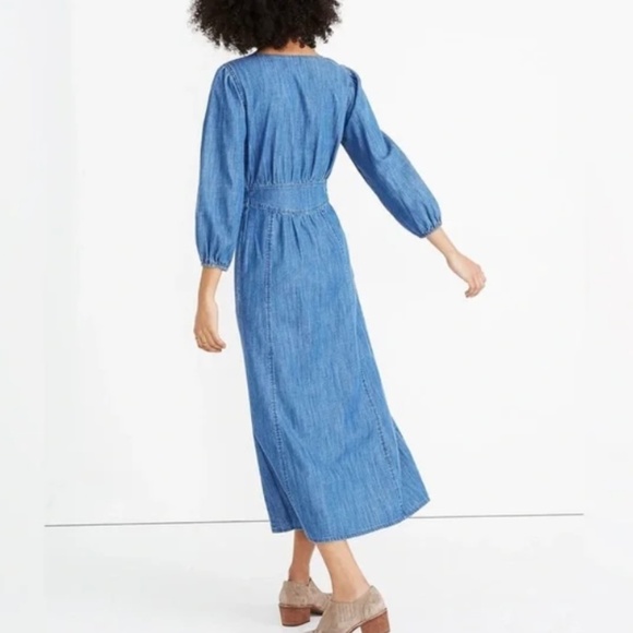 Madewell Denim Pieced Waist Midi Dress in Mariden Wash - Picture 2 of 7